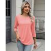 Zeagoo Womens Tops 3/4 Length Sleeve T Shirts Dressy Casual Button Down Blouses Spring Fall Clothes(Coral Pink)