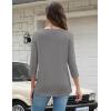Zeagoo Womens Tops 3/4 Length Sleeve T Shirts Dressy Casual Button Down Blouses Spring Fall Clothes(Grey)