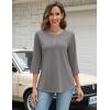 Zeagoo Womens Tops 3/4 Length Sleeve T Shirts Dressy Casual Button Down Blouses Spring Fall Clothes(Grey)