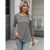 Zeagoo Womens Tops 3/4 Length Sleeve T Shirts Dressy Casual Button Down Blouses Spring Fall Clothes(Grey)