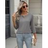 Zeagoo Womens Tops 3/4 Length Sleeve T Shirts Dressy Casual Button Down Blouses Spring Fall Clothes(Grey)