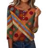 Zeagoo Womens Tops 3/4 Length Sleeve T Shirts Dressy Casual Button Down Blouses Spring Fall Clothes(Jh544-red Print)