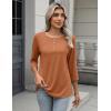 Zeagoo Womens Tops 3/4 Length Sleeve T Shirts Dressy Casual Button Down Blouses Spring Fall Clothes(Light Brown)