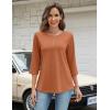 Zeagoo Womens Tops 3/4 Length Sleeve T Shirts Dressy Casual Button Down Blouses Spring Fall Clothes(Light Brown)