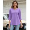 Zeagoo Womens Tops 3/4 Length Sleeve T Shirts Dressy Casual Button Down Blouses Spring Fall Clothes(Light Purple)