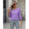 Zeagoo Womens Tops 3/4 Length Sleeve T Shirts Dressy Casual Button Down Blouses Spring Fall Clothes(Light Purple)