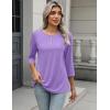 Zeagoo Womens Tops 3/4 Length Sleeve T Shirts Dressy Casual Button Down Blouses Spring Fall Clothes(Light Purple)
