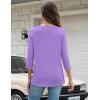 Zeagoo Womens Tops 3/4 Length Sleeve T Shirts Dressy Casual Button Down Blouses Spring Fall Clothes(Light Purple)