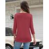 Zeagoo Womens Tops 3/4 Length Sleeve T Shirts Dressy Casual Button Down Blouses Spring Fall Clothes(Red)