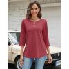 Zeagoo Womens Tops 3/4 Length Sleeve T Shirts Dressy Casual Button Down Blouses Spring Fall Clothes(Red)