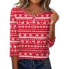 Zeagoo Womens Tops 3/4 Length Sleeve T Shirts Dressy Casual Button Down Blouses Spring Fall Clothes(Sd142-red)