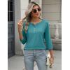 Zeagoo Womens Tops 3/4 Length Sleeve T Shirts Dressy Casual Button Down Blouses Spring Fall Clothes(Turquoise)
