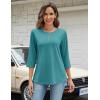 Zeagoo Womens Tops 3/4 Length Sleeve T Shirts Dressy Casual Button Down Blouses Spring Fall Clothes(Turquoise)