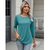 Zeagoo Womens Tops 3/4 Length Sleeve T Shirts Dressy Casual Button Down Blouses Spring Fall Clothes(Turquoise)