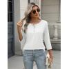 Zeagoo Womens Tops 3/4 Length Sleeve T Shirts Dressy Casual Button Down Blouses Spring Fall Clothes(White)