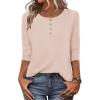 Zeagoo 3/4 Length Sleeve Women Tops Crew Neck Blouses Dressy Casual Summer T Shirts Loose Fit Business Work Clothes(Beige)