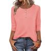 Zeagoo 3/4 Length Sleeve Women Tops Crew Neck Blouses Dressy Casual Summer T Shirts Loose Fit Business Work Clothes(Coral Pink)