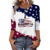 Zeagoo 3/4 Length Sleeve Women Tops Crew Neck Blouses Dressy Casual Summer T Shirts Loose Fit Business Work Clothes(Gq40-flag)