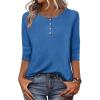 Zeagoo 3/4 Length Sleeve Women Tops Crew Neck Blouses Dressy Casual Summer T Shirts Loose Fit Business Work Clothes(Sky Blue)