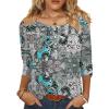 Zeagoo 3/4 Length Sleeve Womens Tops Round Neck Casual Summer Tunic Tops Basic Tees Blouses Dressy T-Shirts Pleated Shirts(Mz906)