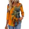 Zeagoo 3/4 Sleeve Tops for Women Crew Neck Blouses Pleated Casual Shirts Fall Work Clothes 2026(Multi 2)