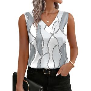Zeagoo Women’s Silk Satin Tank Tops V Neck Casual Camisoles Sleeveless Business Work Blouses Dressy Summer Shirts(P-jh611)