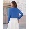 Zeagoo Cropped Cardigan Sweaters for Women Long Sleeve Knit Open Front Bolero Shrug for Dresses(Blue)