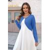 Zeagoo Cropped Cardigan Sweaters for Women Long Sleeve Knit Open Front Bolero Shrug for Dresses(Blue)