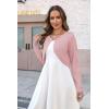 Zeagoo Cropped Cardigan Sweaters for Women Long Sleeve Knit Open Front Bolero Shrug for Dresses(Dusty Pink)