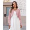Zeagoo Cropped Cardigan Sweaters for Women Long Sleeve Knit Open Front Bolero Shrug for Dresses(Dusty Pink)