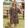 Zeagoo Womens Casual Beach Summer Dress Boho Cover Up Tassel Tie V Neck 3/4 Long Sleeve Mini Sundress 2026 Floral Print(A01-ethnic)