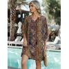 Zeagoo Womens Casual Beach Summer Dress Boho Cover Up Tassel Tie V Neck 3/4 Long Sleeve Mini Sundress 2026 Floral Print(A01-ethnic)
