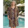 Zeagoo Womens Casual Beach Summer Dress Boho Cover Up Tassel Tie V Neck 3/4 Long Sleeve Mini Sundress 2026 Floral Print(A01-ethnic)