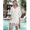 Zeagoo Womens Casual Beach Summer Dress Boho Cover Up Tassel Tie V Neck 3/4 Long Sleeve Mini Sundress 2026 Floral Print(Apricot)