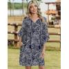 Zeagoo Womens Casual Beach Summer Dress Boho Cover Up Tassel Tie V Neck 3/4 Long Sleeve Mini Sundress 2026 Floral Print(Blue)
