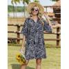 Zeagoo Womens Casual Beach Summer Dress Boho Cover Up Tassel Tie V Neck 3/4 Long Sleeve Mini Sundress 2026 Floral Print(Blue)