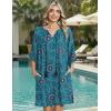 Zeagoo Womens Casual Beach Summer Dress Boho Cover Up Tassel Tie V Neck 3/4 Long Sleeve Mini Sundress 2026 Floral Print(Mandala)