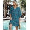 Zeagoo Womens Casual Beach Summer Dress Boho Cover Up Tassel Tie V Neck 3/4 Long Sleeve Mini Sundress 2026 Floral Print(Mandala)