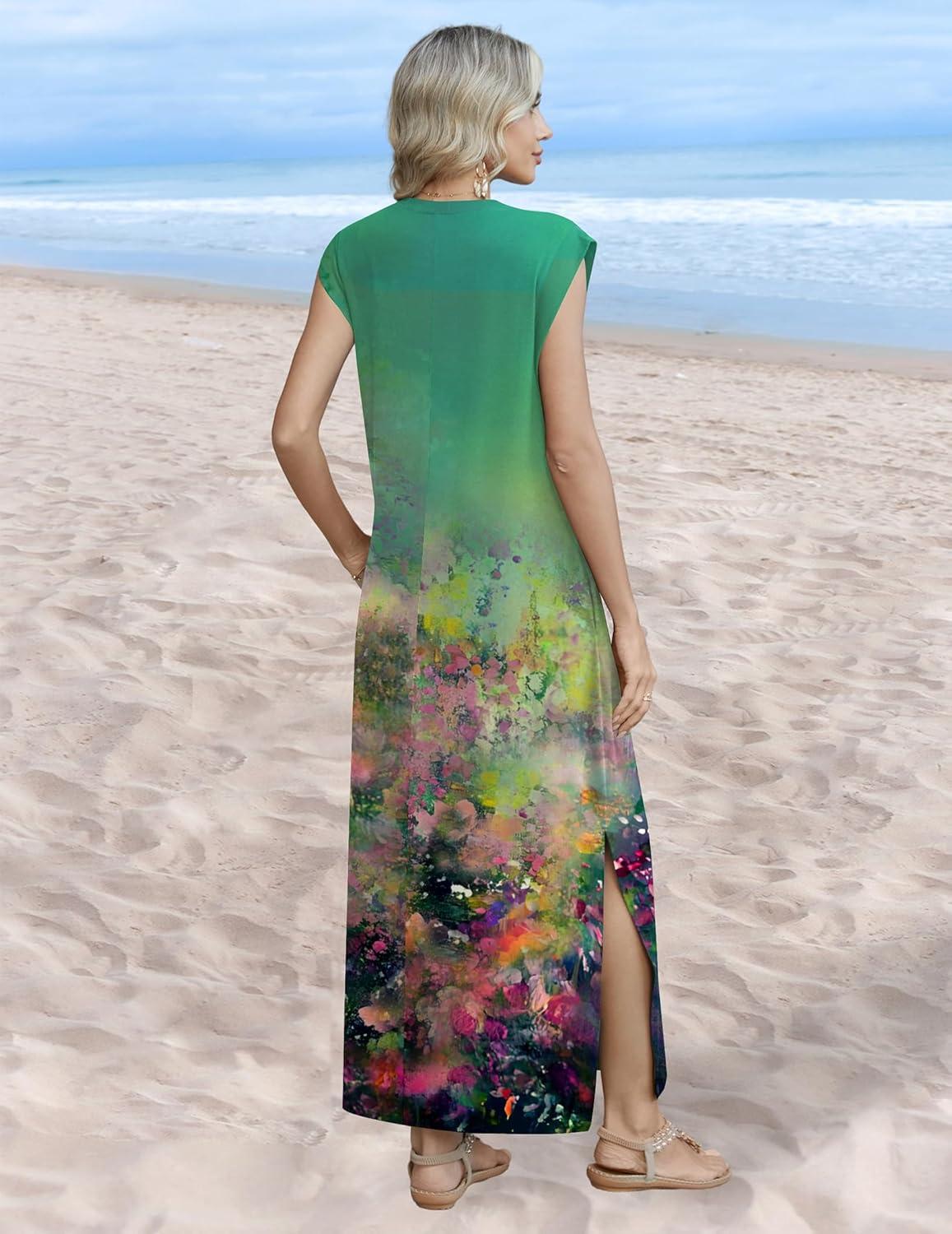 imageZeagoo Summer Dresses for Women 2026 Long Maxi Sundresses Loose Split WrinkleFree Beach Travel Vacation ClothesCx322