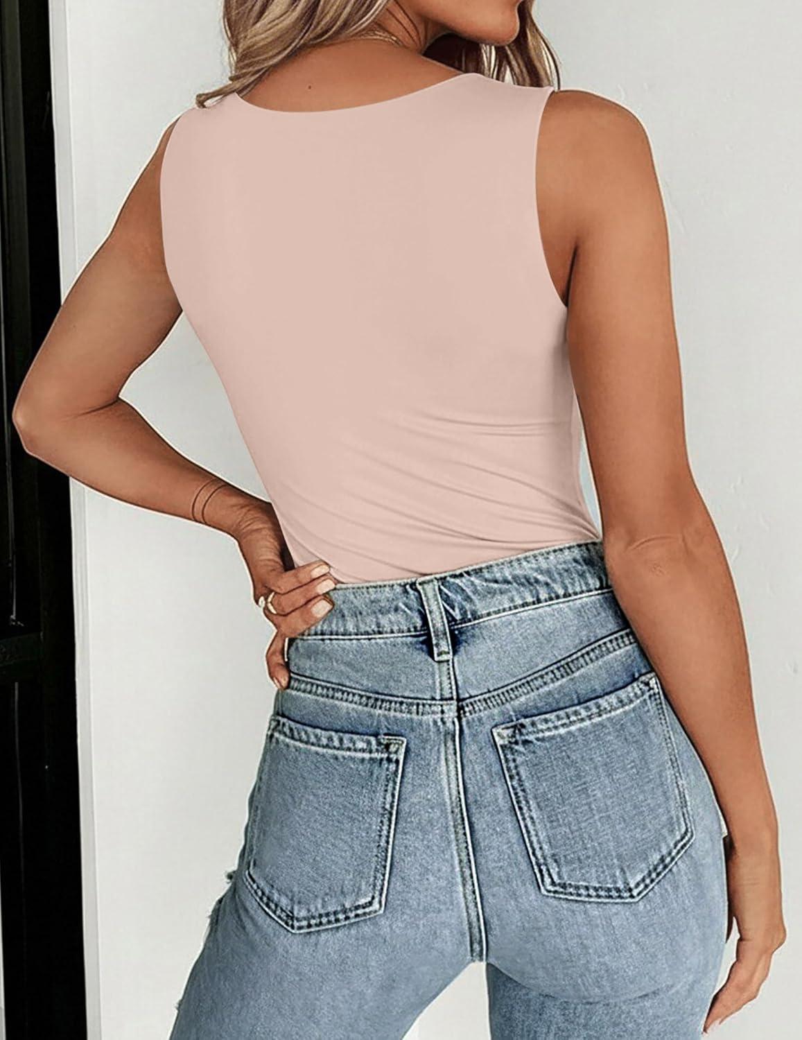imageZeagoo Womens Double Lined Crew Neck Tank Tops Cute Summer Sleeveless Workout Tops Basic Going Out Clothes 2026Champagne