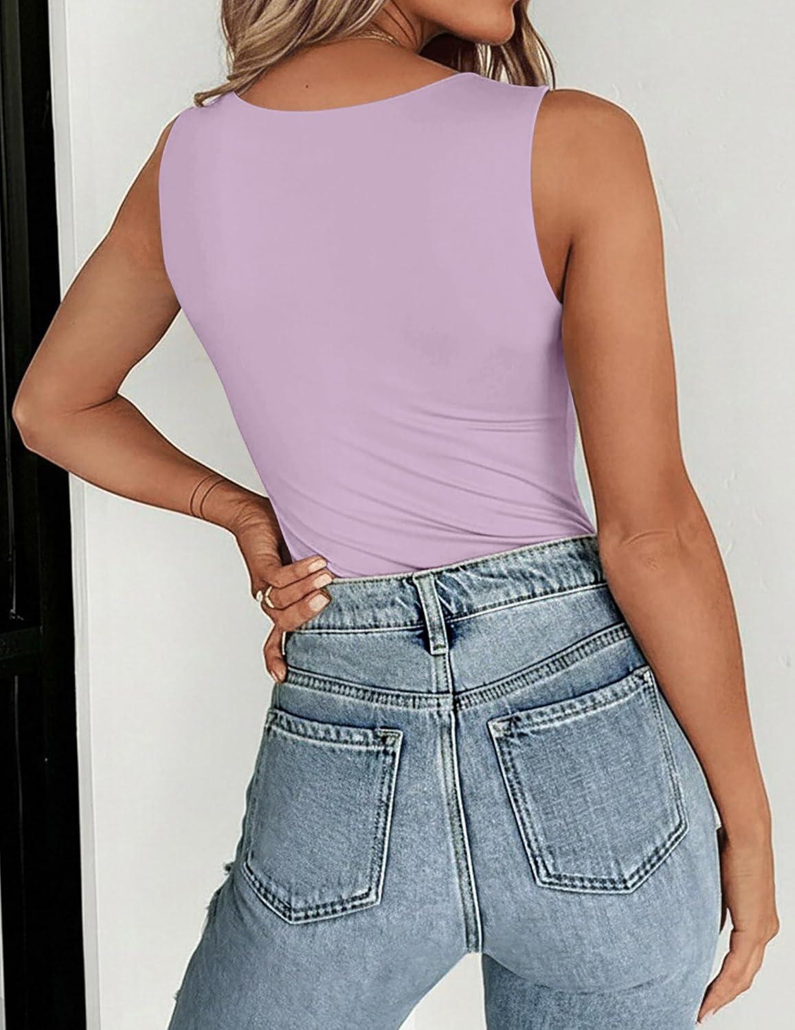 imageZeagoo Womens Double Lined Crew Neck Tank Tops Cute Summer Sleeveless Workout Tops Basic Going Out Clothes 2026Light Purple