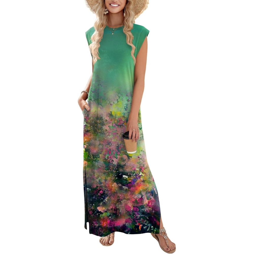 imageZeagoo Summer Dresses for Women 2026 Long Maxi Sundresses Loose Split WrinkleFree Beach Travel Vacation ClothesCx322
