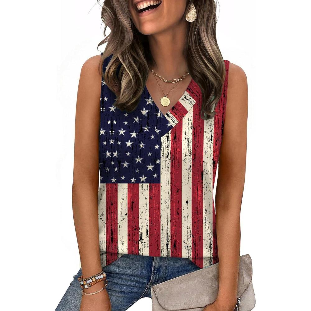 imageZeagoo Tank Top for Women V Neck Loose Fit Sleeveless Summer Tops Business Casual Outfits Dressy Blouses ShirtsGq38