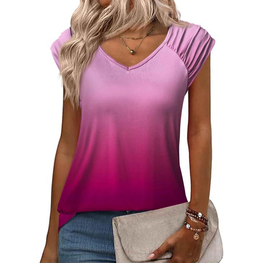 imageZeagoo Womens Tops Cute Loose Tank Tops Trendy Casual Dressy Shirts V Neck Cap Sleeve Tops Summer Outfits