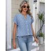 Zeagoo Blouses for Women Short Sleeve Business Casual Button Down Shirts V Neck Work Office Striped Ladies Tops