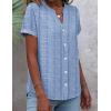 Zeagoo Blouses for Women Short Sleeve Business Casual Button Down Shirts V Neck Work Office Striped Ladies Tops