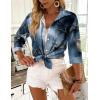 Zeagoo Button Down Shirts for Women 3/4 Sleeve Tops V Neck Collared Blouses Business Casual Outfits(Cx297)