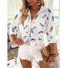 Zeagoo Button Down Shirts for Women 3/4 Sleeve Tops V Neck Collared Blouses Business Casual Outfits(Dw170)