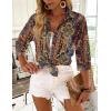 Zeagoo Button Down Shirts for Women 3/4 Sleeve Tops V Neck Collared Blouses Business Casual Outfits(Mz721)
