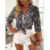 Zeagoo Button Down Shirts for Women 3/4 Sleeve Tops V Neck Collared Blouses Business Casual Outfits(Mz869)